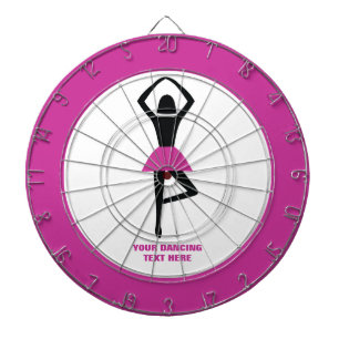 Dancing ballerina black, hot pink custom dartboard