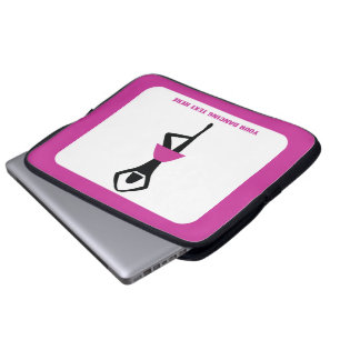 Dancing ballerina black, hot pink custom laptop sleeve