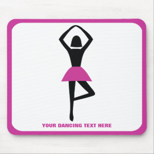 Dancing ballerina black, hot pink custom mouse mat