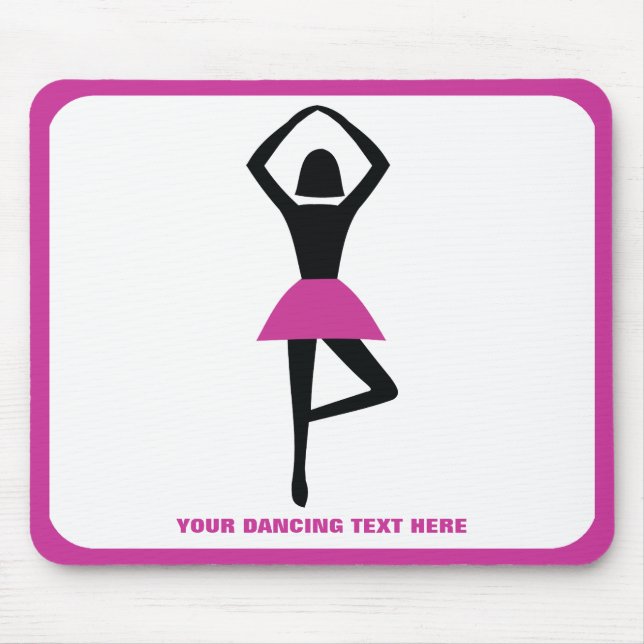 Dancing ballerina black, hot pink custom mouse mat (Front)