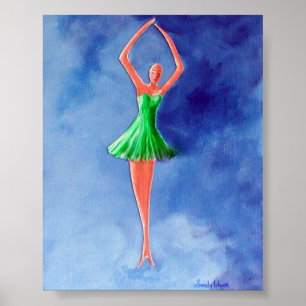 Dancing Ballerina, Green Poster