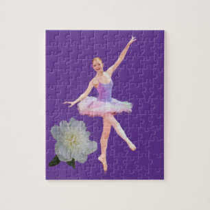 Dancing Ballerina In Purple and White Customisable Jigsaw Puzzle