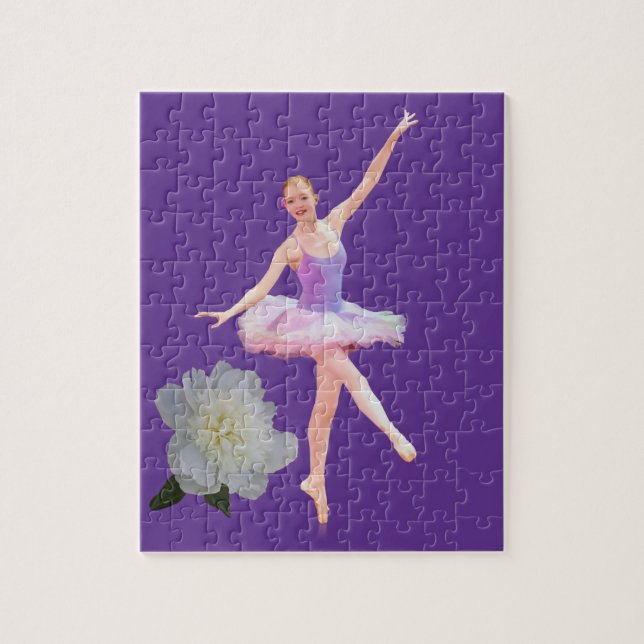 Dancing Ballerina In Purple and White Customisable Jigsaw Puzzle (Vertical)