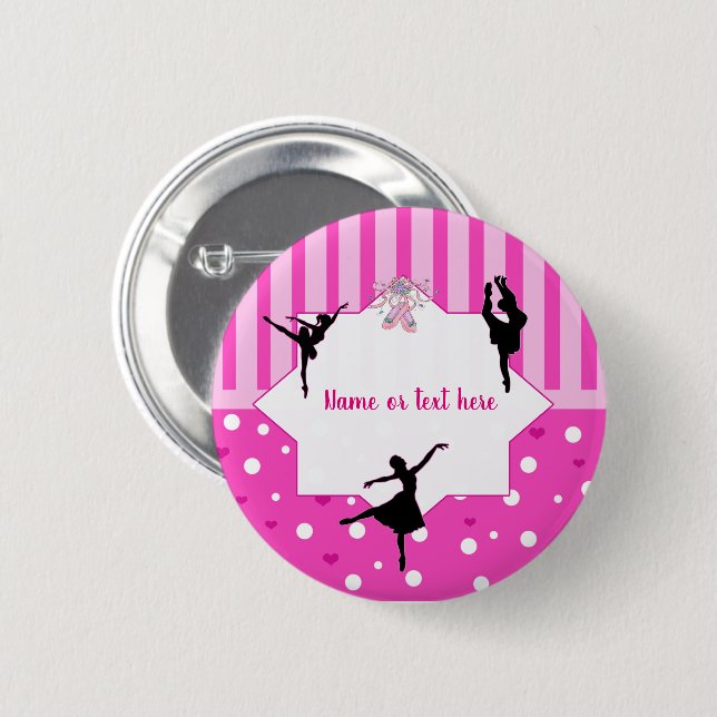 Dancing Ballerina silhouette Birthday party 6 Cm Round Badge (Front & Back)