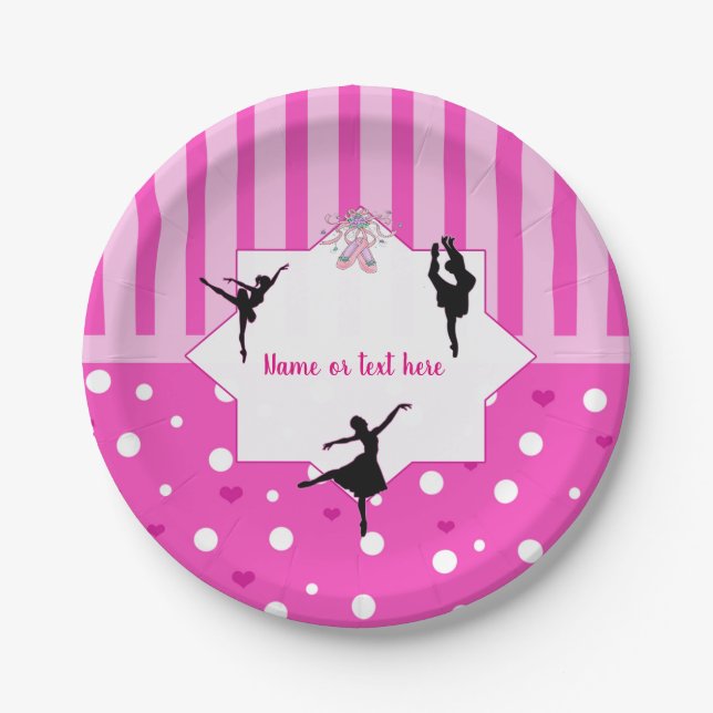 Dancing Ballerina silhouette Birthday party plates (Front)