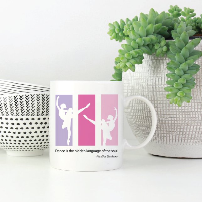 Dancing Ballerinas Pink Colorblock Two-Tone Coffee Mug (Creator Uploaded)