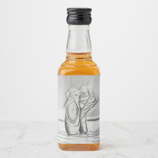 Dancing Ballet Shoes Monochrome Ballerina Liquor Bottle Label