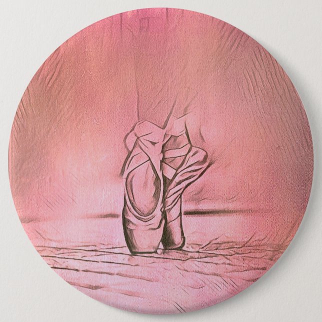 Dancing Ballet Shoes Pink Ballerina 6 Cm Round Badge (Front)