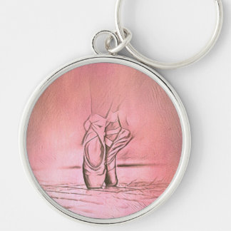 Dancing Ballet Shoes Pink Ballerina Feet Key Ring