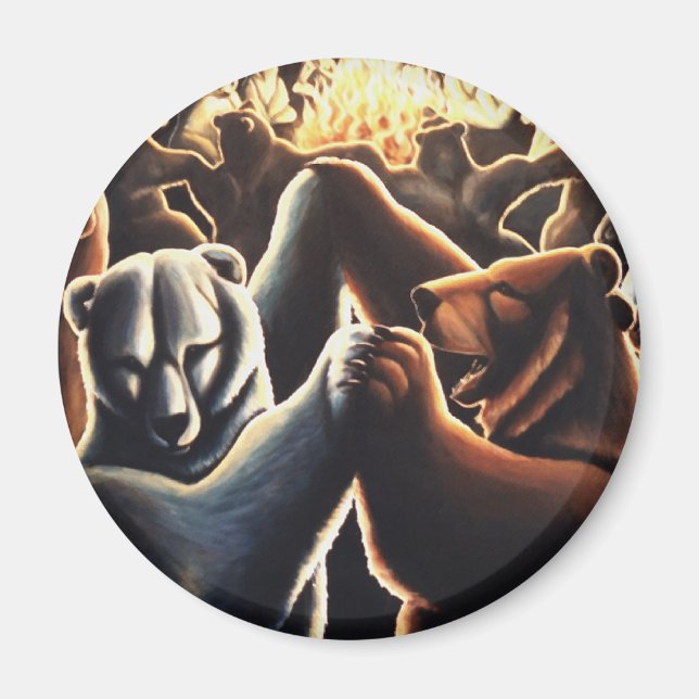 Dancing Bears Fridge Magent Wildlife Art Gifts Magnet (Front)