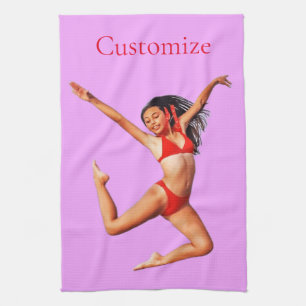Dancing Bikini Model Thunder_Cove Tea Towel