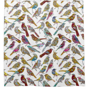 Dancing Birds Elegant Classic Showertime Shower Curtain