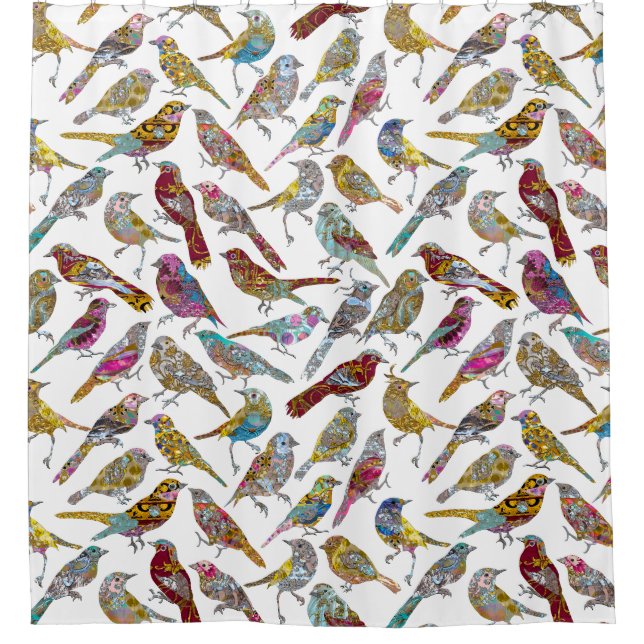 Dancing Birds Elegant Classic Showertime Shower Curtain (Front)