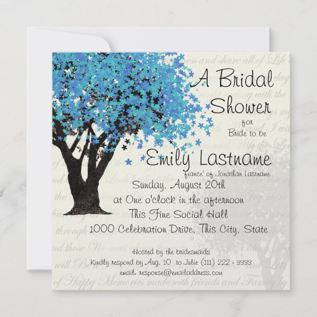 Dancing Blooms Tree Bridal Shower Invitation (Front)