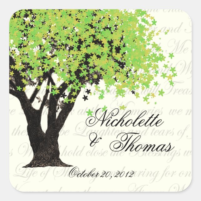 Dancing Blooms Tree Square Sticker (Front)