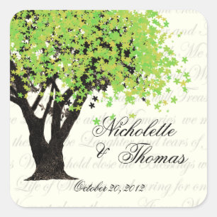 Dancing Blooms Tree Square Sticker