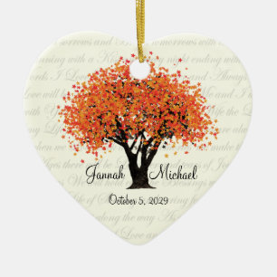 Dancing Blooms Wedding Photo Ceramic Tree Decoration