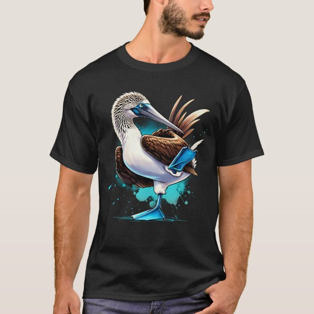 Dancing Blue Footed Bird Lover Watcher Birding T-Shirt (Front)