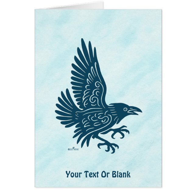 Dancing Blue Raven Greeting Card (Front)