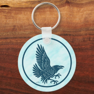 Dancing Blue Raven Key Ring