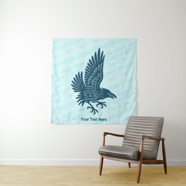 Dancing Blue Raven Tapestry (In Situ)