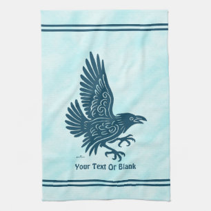 Dancing Blue Raven Tea Towel