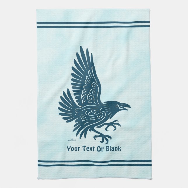 Dancing Blue Raven Tea Towel (Vertical)