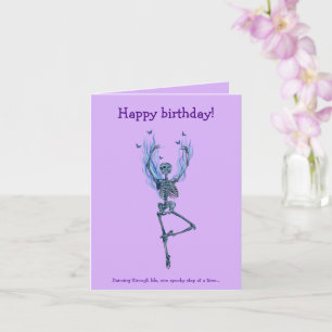 Dancing Blue Skeleton Humourous Happy Birthday Card