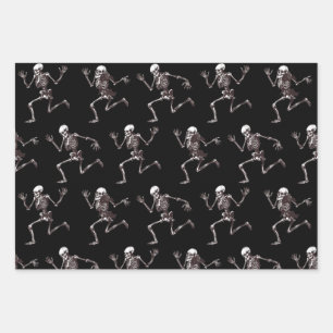 Dancing Bones Wrapping Paper Flat Sheet Set of 3