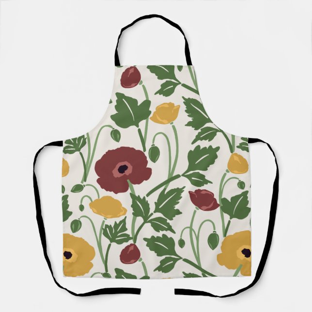 Dancing Botanicals Deep Burgundy Harvest Gold Apron (Front)