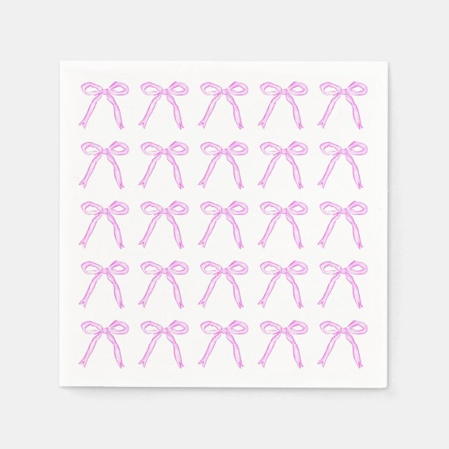 Dancing Bows Cocktail Napkin in Party Pink (Front)