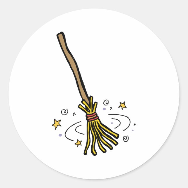 Dancing Broom Classic Round Sticker (Front)