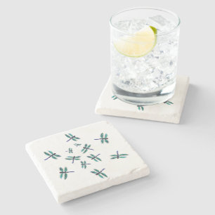 Dancing Bugs Blue Dragonfly Stone Coaster
