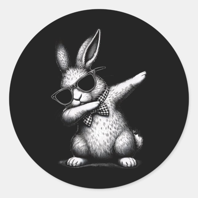 Dancing Bunny - Easter Basket Stuffer Cool Bunny  Classic Round Sticker (Front)