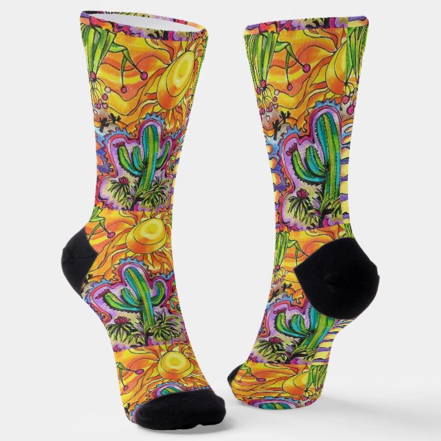 Dancing Cactus Socks (Angled)