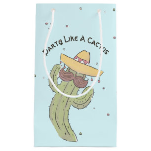 Dancing Cactus with Moustache in Sombrero Small Gift Bag