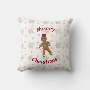 Dancing Cartoon Gingerbread Man Cushion