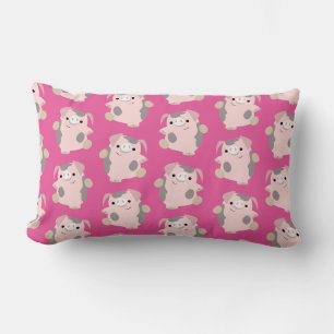 Dancing Cartoon Pig Repeat Pattern Lumbar Pillow