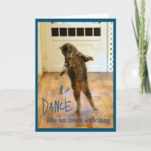 Dancing Cat Birthday Thank You Card