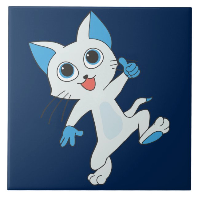 dancing cat ceramic tile  (Front)