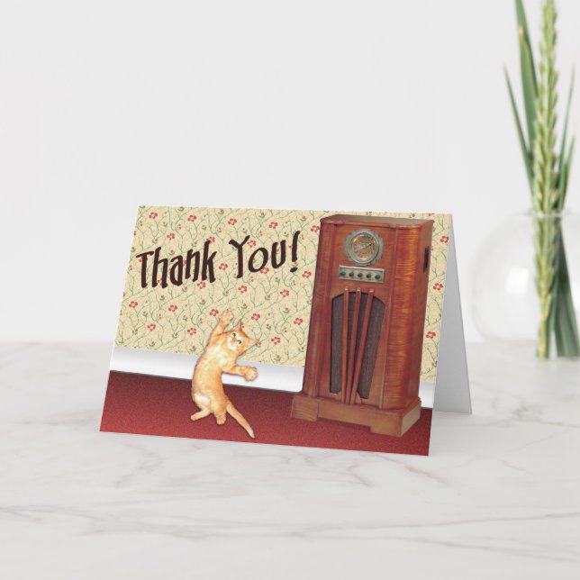 Dancing cat thank you card (Front)