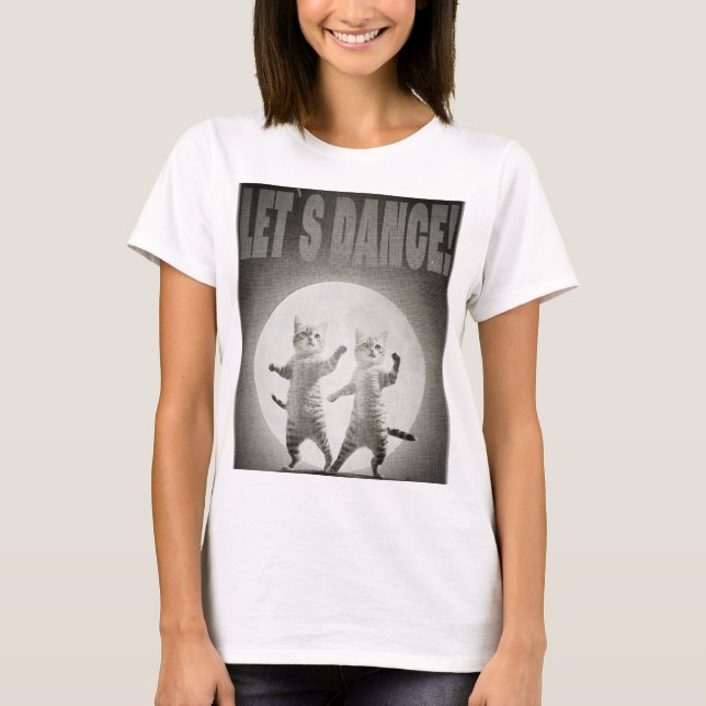 dancing cats-2-BW T-Shirt (Front)