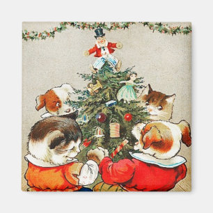Dancing Cats And Dogs Vintage Magnet