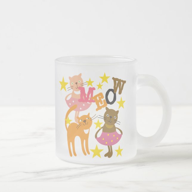 Dancing Cats Frosted Glass Coffee Mug (Right)