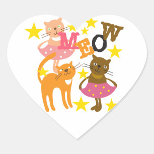 Dancing Cats Heart Sticker