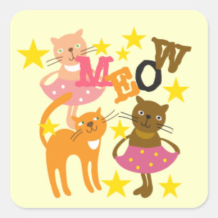 Dancing Cats Square Sticker