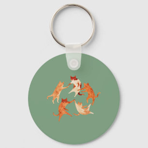 Dancing Cats Watercolor Key Ring