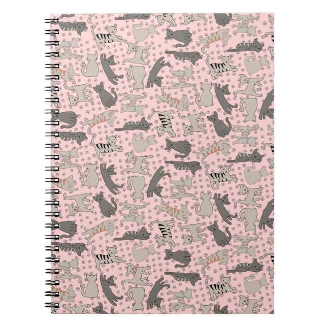 Dancing Cats With Paw Prints Notebook (Front)