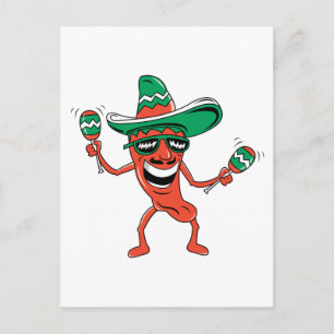 Dancing Chilli Pepper Postcard