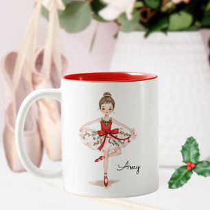 Dancing Christmas Ballet Girl  Two-Tone Coffee Mug
